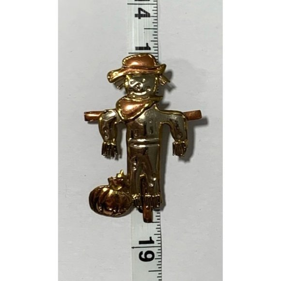 Mexico Metal Scarecrow & Pumpkin Brooch — 3.5” - Picture 6 of 13